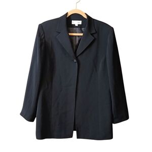 Black Blazer with Notched Lapel and Relaxed Fit